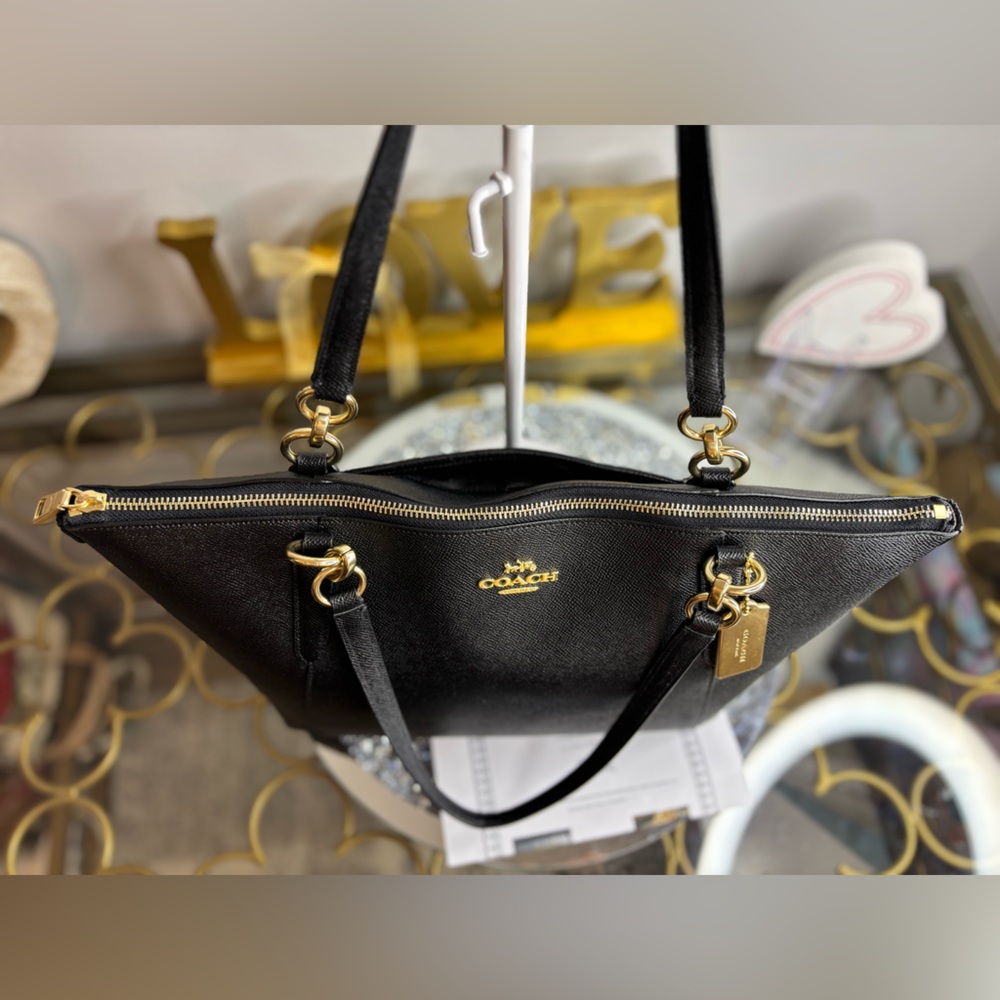 Coach 2018 Ava Tote Bag in black crossgrain leather NWOT - Picture 7 of 16